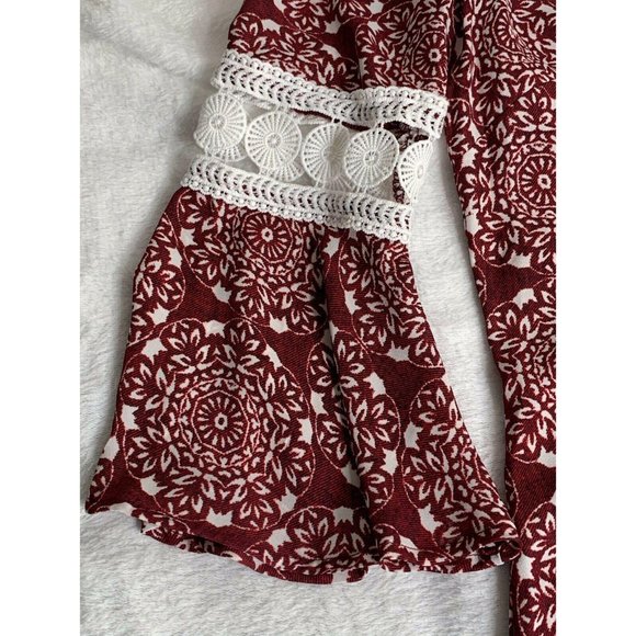 Luxology Dress SM red floral print laser cut lace - Picture 3 of 7